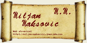Miljan Maksović vizit kartica
